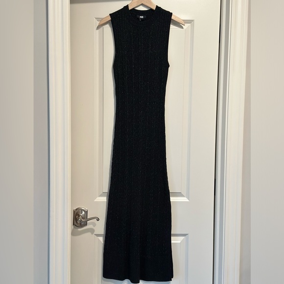 NWT CABLE-KNIT PAIGE Marium CABLE-KNIT Midi Sweater Dress BLACK SPARKLE 🖤✨ Med - Picture 4 of 16